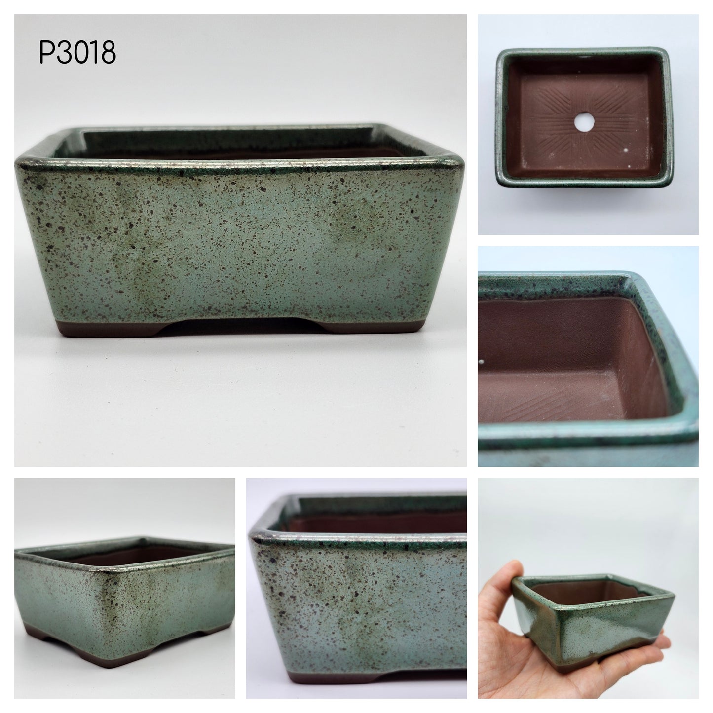 Authentic Japanese Bonsai Pot, Rectangle 3 1/2inch Pot