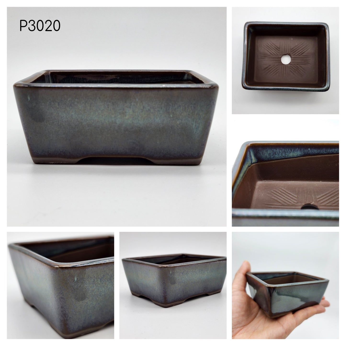 Authentic Japanese Bonsai Pot, Rectangle 3 1/2inch Pot