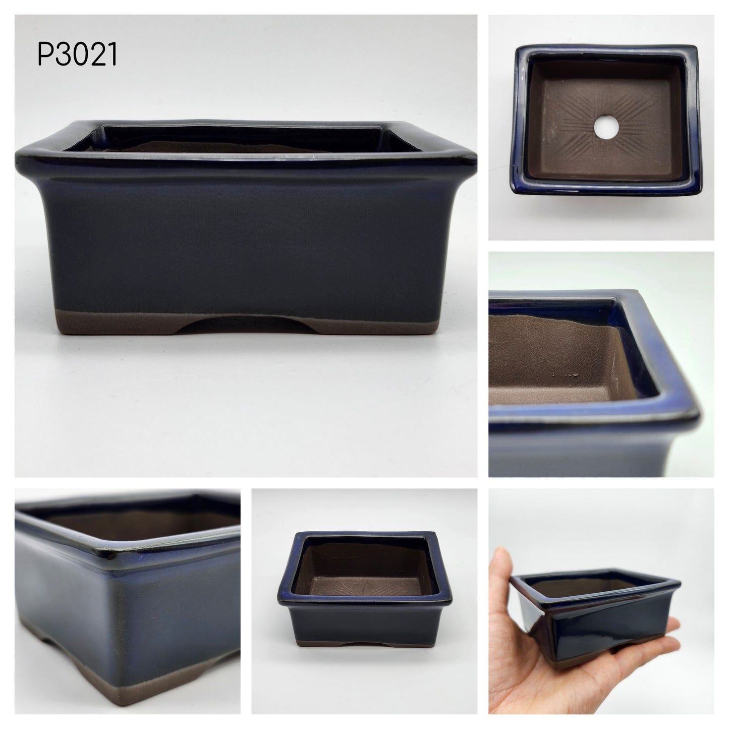 Authentic Japanese Bonsai Pot, Rectangle 3 1/2inch Pot