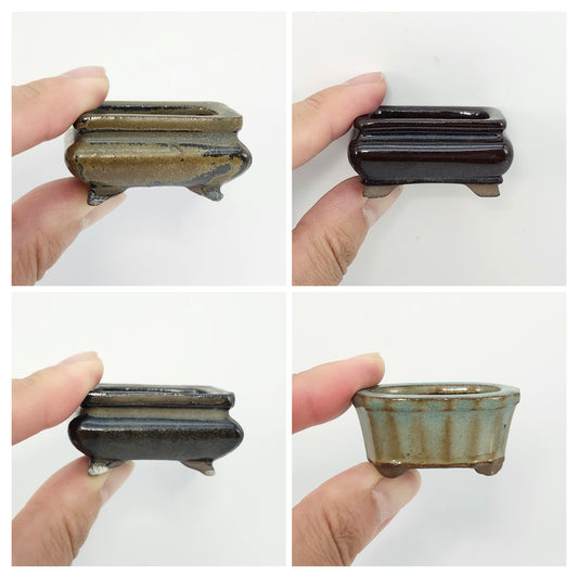 P1001 Set of 4, Bonsai Pot, 1inch, Authentic Japanese Pottery