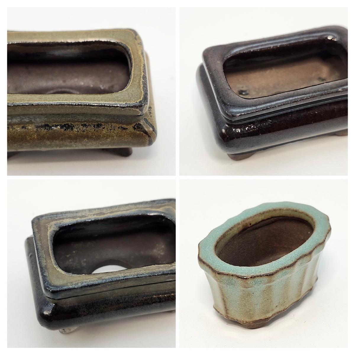 P1001 Set of 4, Bonsai Pot, 1inch, Authentic Japanese Pottery