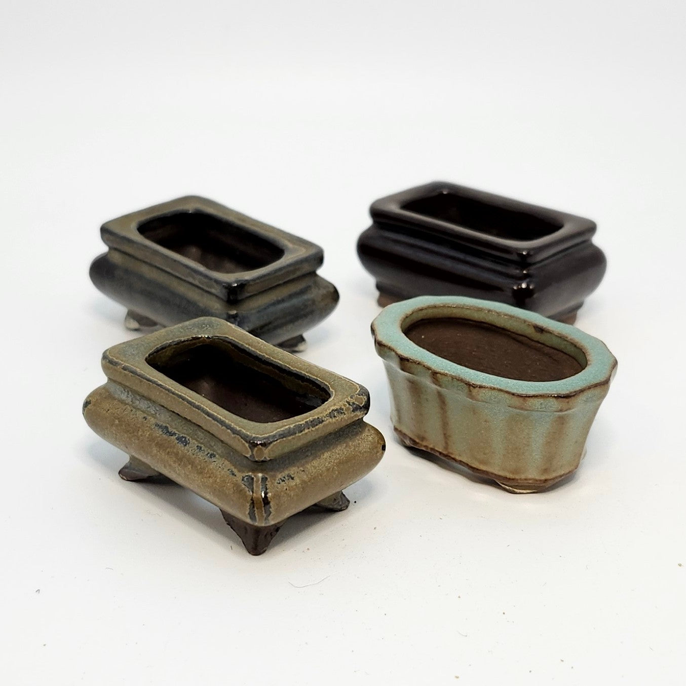 P1001 Set of 4, Bonsai Pot, 1inch, Authentic Japanese Pottery