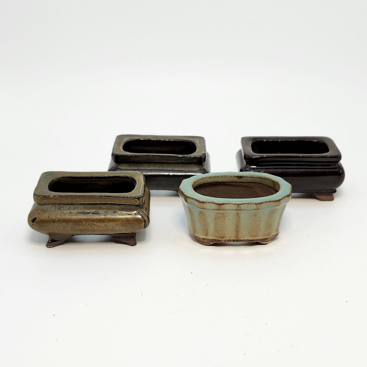 P1001 Set of 4, Bonsai Pot, 1inch, Authentic Japanese Pottery