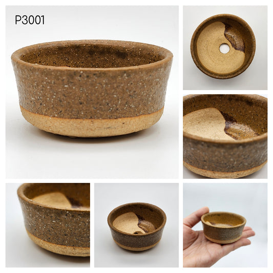 Bonsai Pot, Authentic Shigarakiyaki-Japanese Pottery, Round Shallow 3inch Pot