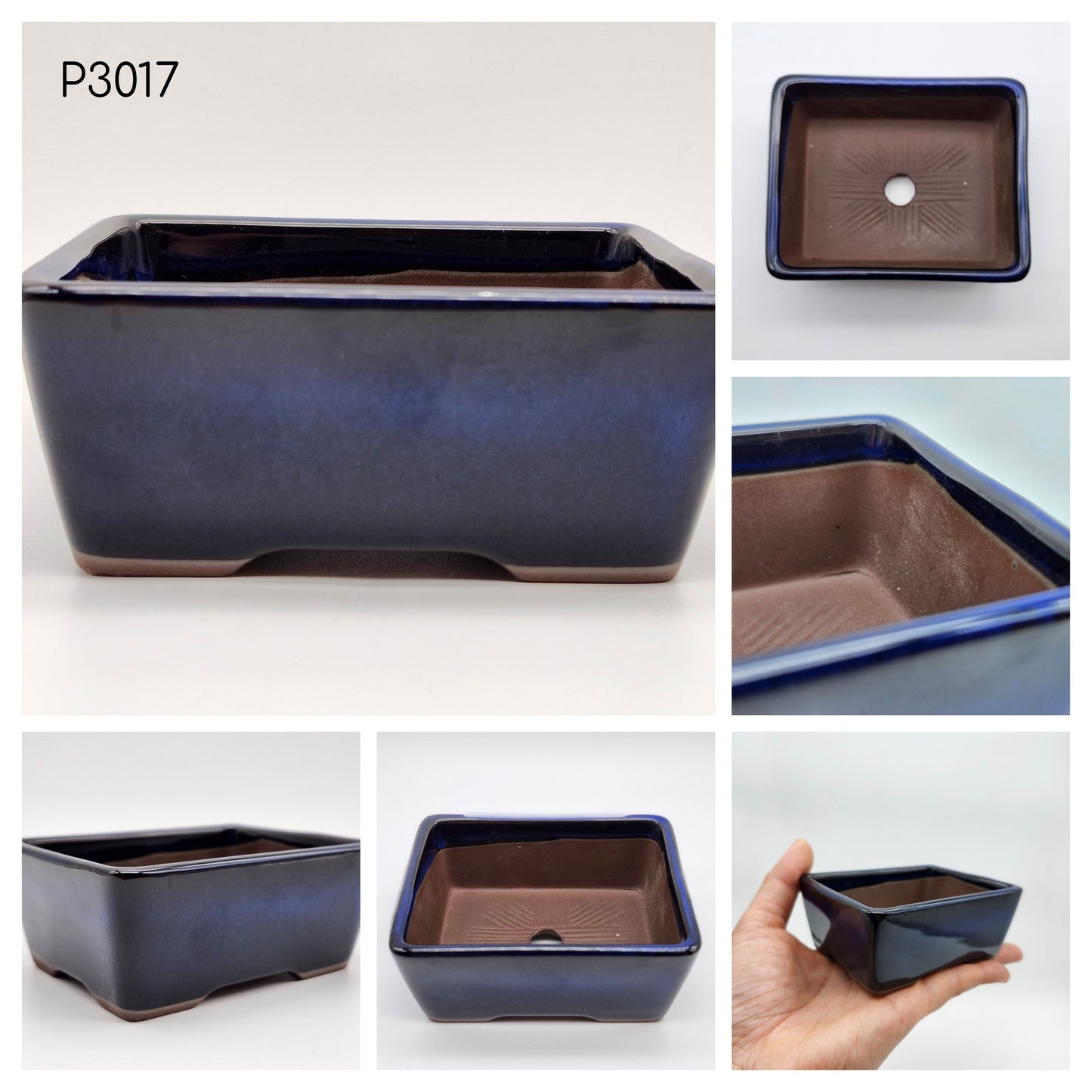 Authentic Japanese Bonsai Pot, Rectangle 3 1/2inch Pot