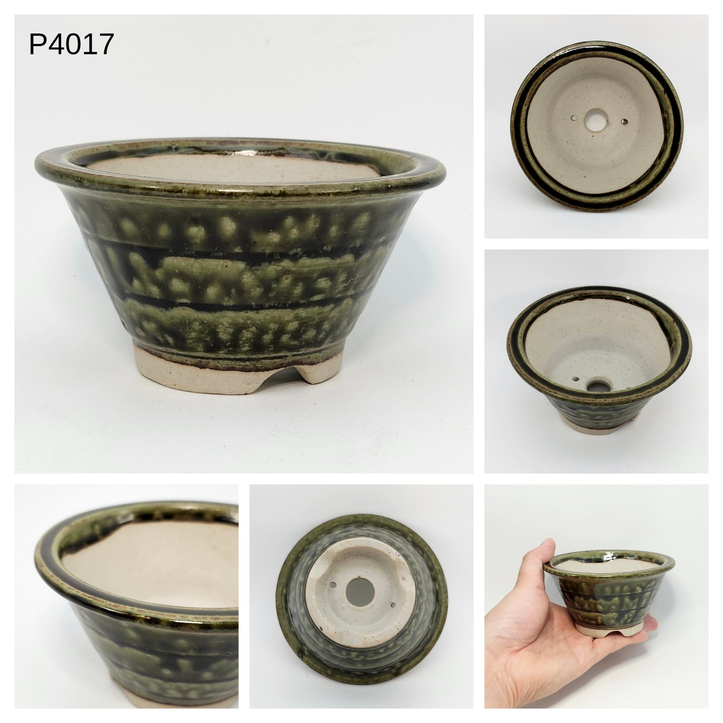 P4017 Bonsai Pot, 4inch, Seto Yaki-Japanese Pottery
